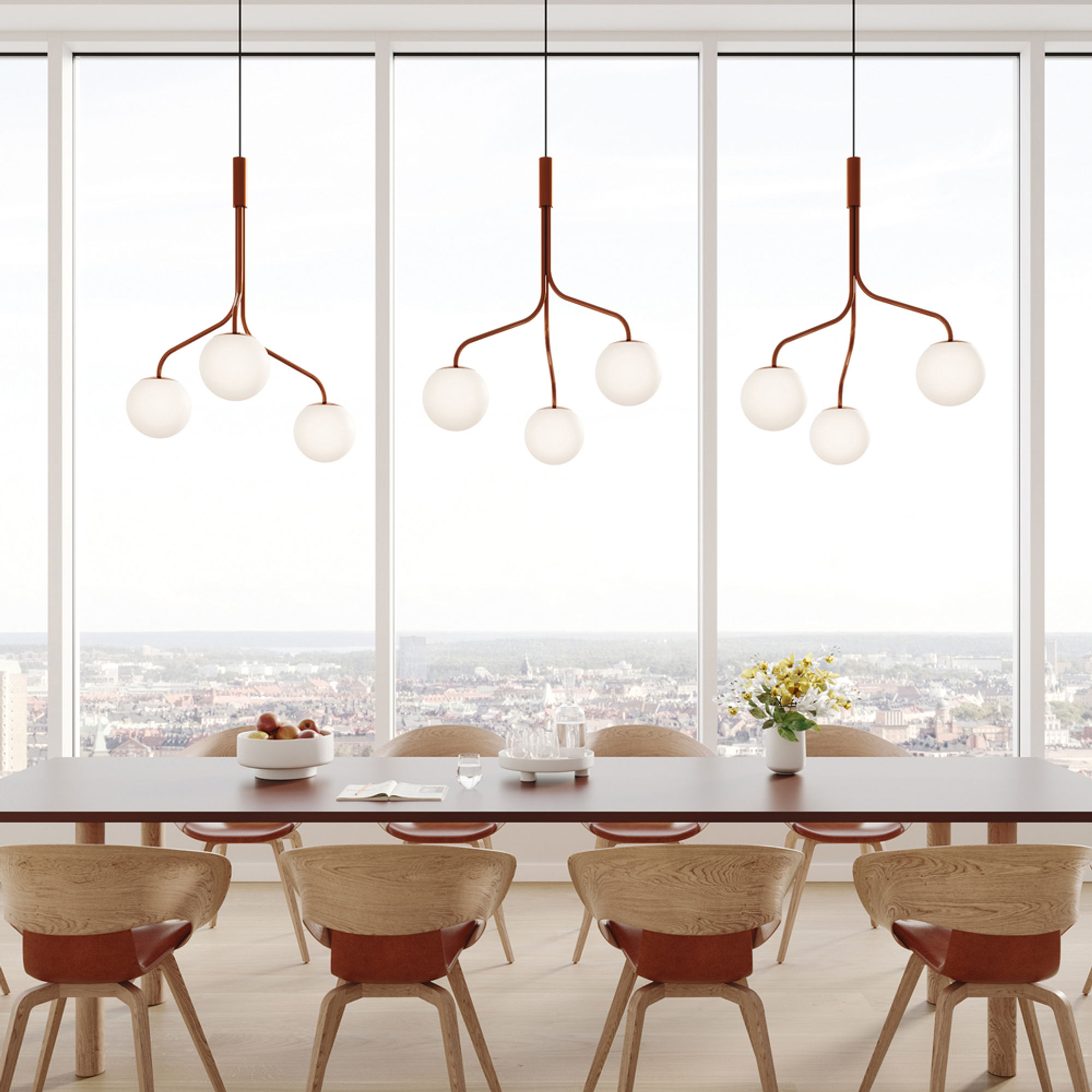 The Curve Cluster Single Large Pendant Glass by Zero Interior 3