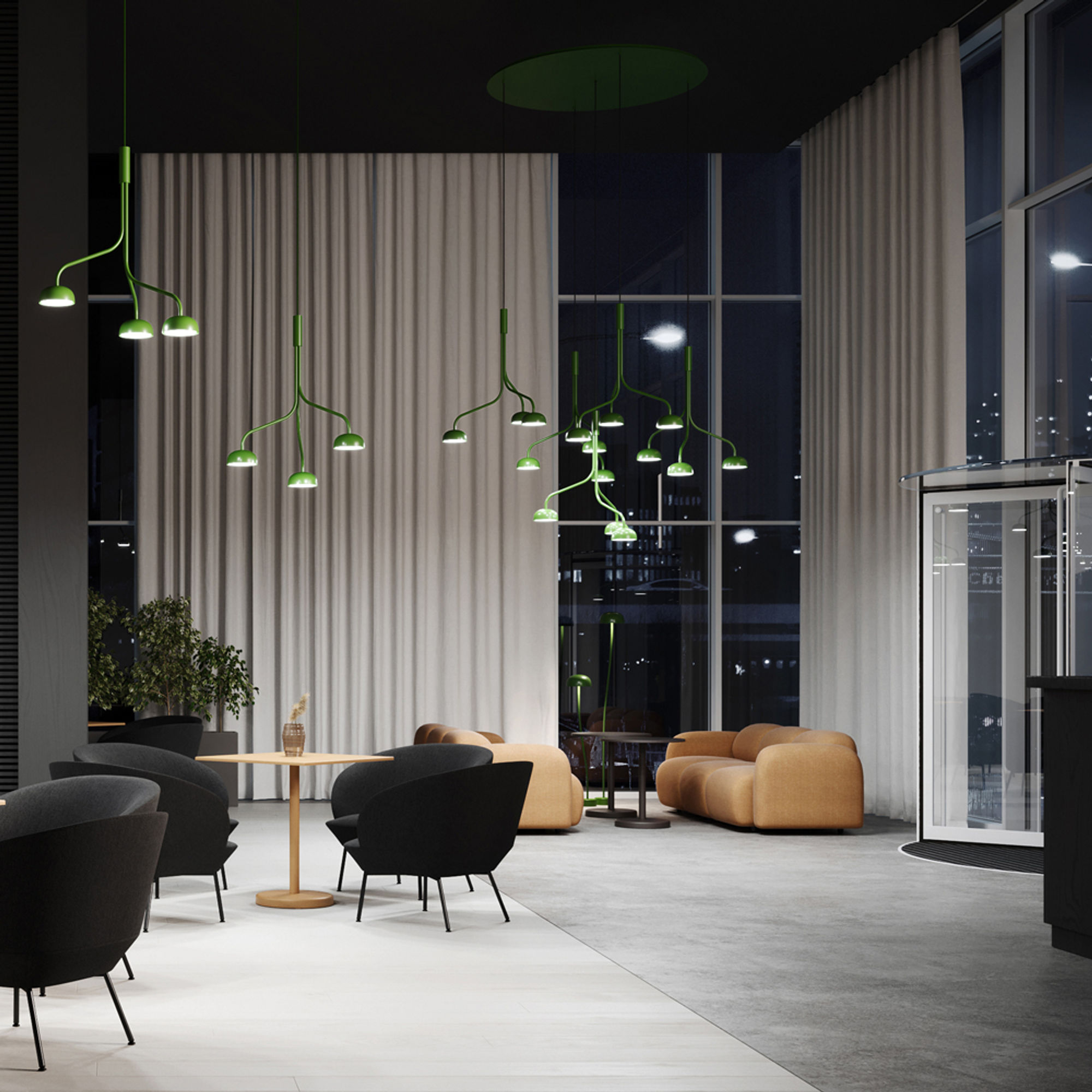 The Curve Cluster Single Large Pendant Metal by Zero Interior 4